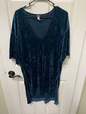 We The Free Velvet Top in Teal Blue